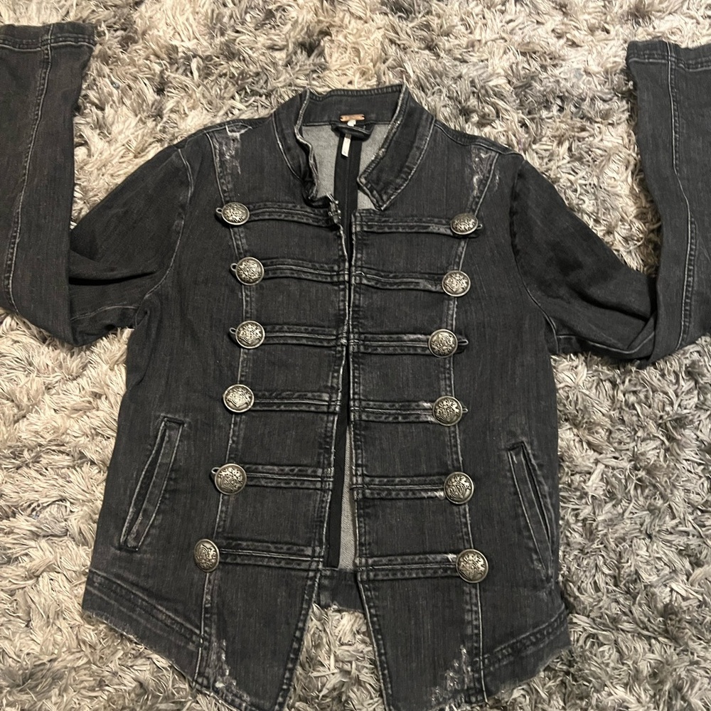Free People Charcoal Denim Jacket